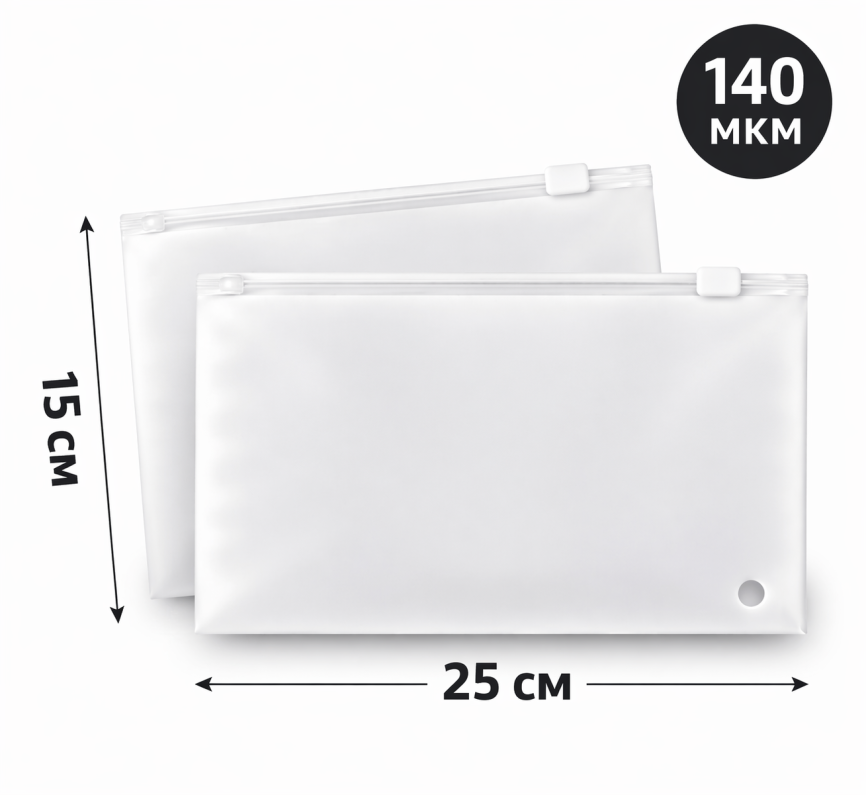 Пакеты Zip-lock с бегунком  25*15 см., 70мкм, прозрачно матовый фото 1