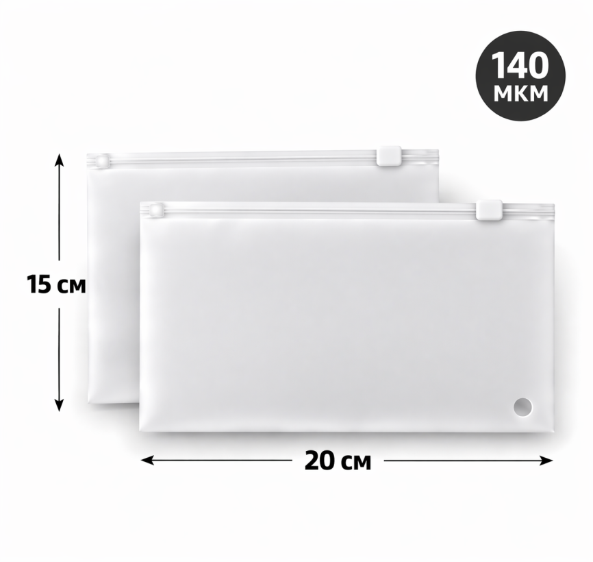 Пакеты Zip-lock с бегунком 20*15 см., 70мкм, прозрачно матовый фото 1